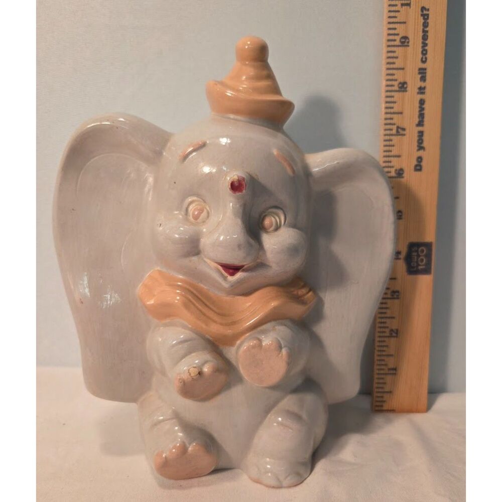 Vintage Dumbo Walt Disney Productions Ceramic Coin Bank Figure